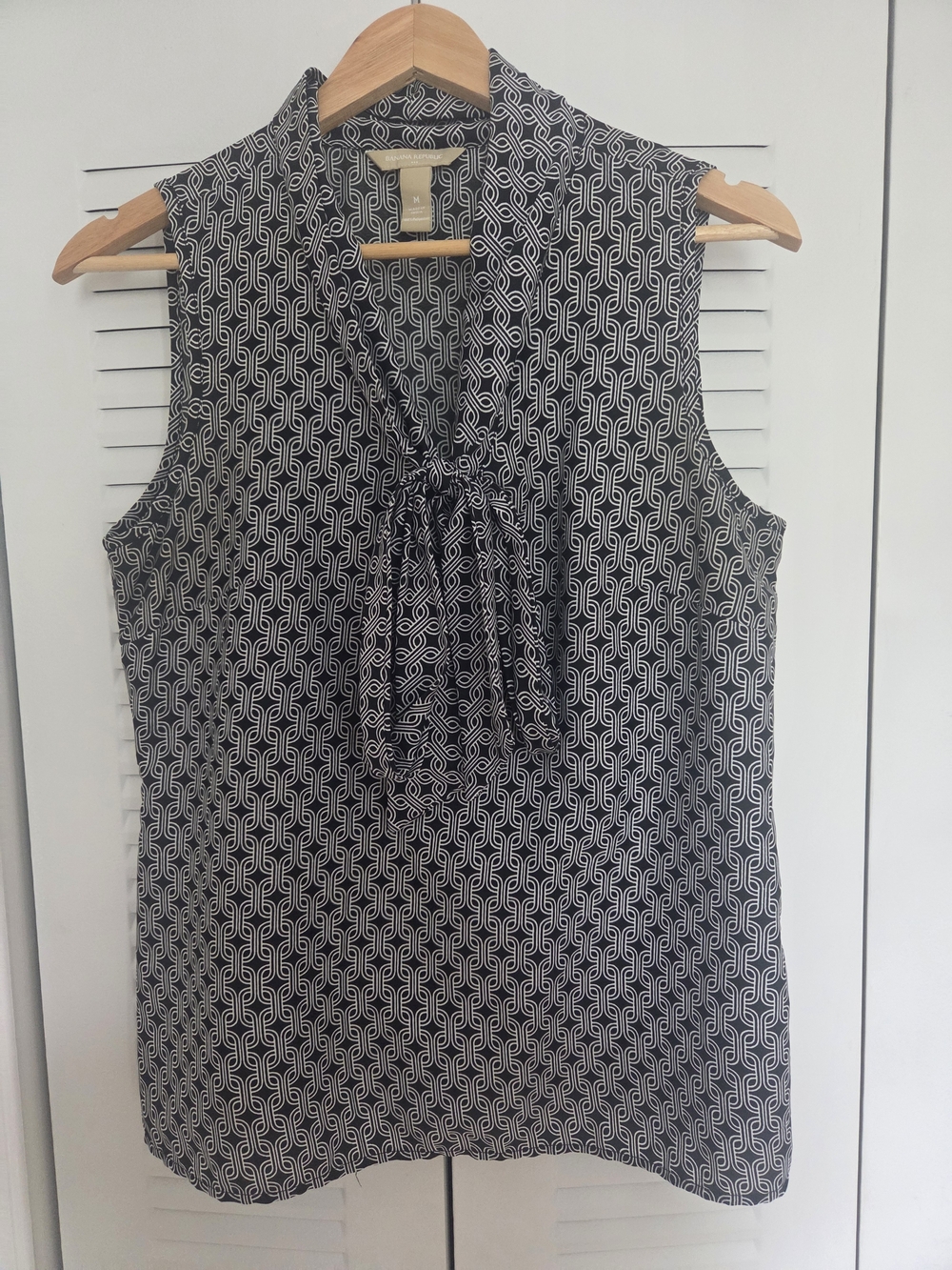 Banana Republic Black and White Geometric Collar Top
